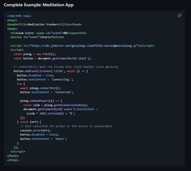 PiEEG Browser SDK (pieeg.js) - Zero-Dependency JavaScript Library