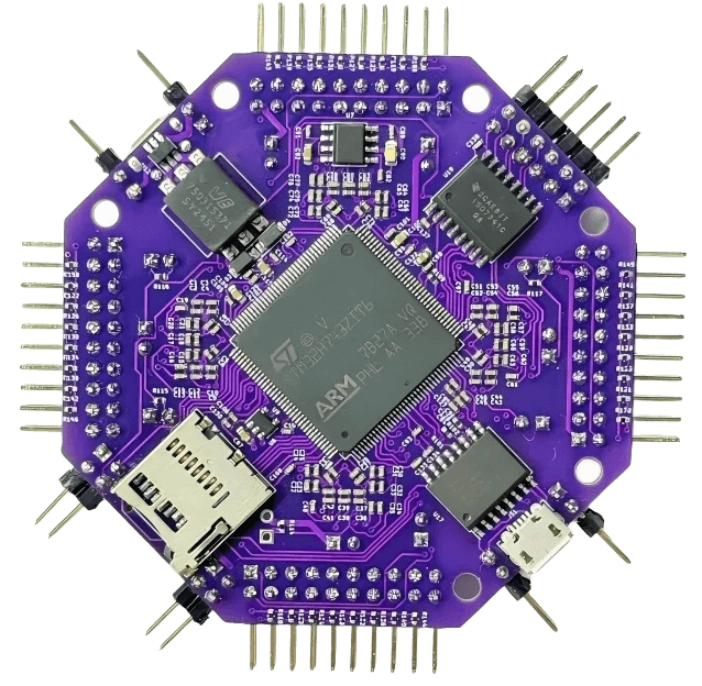 IronBCI-32 — angle view showing ARM chip